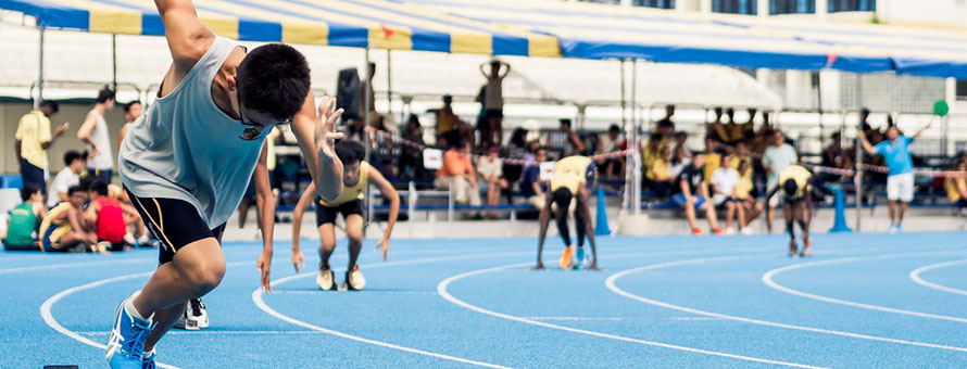 Man running track