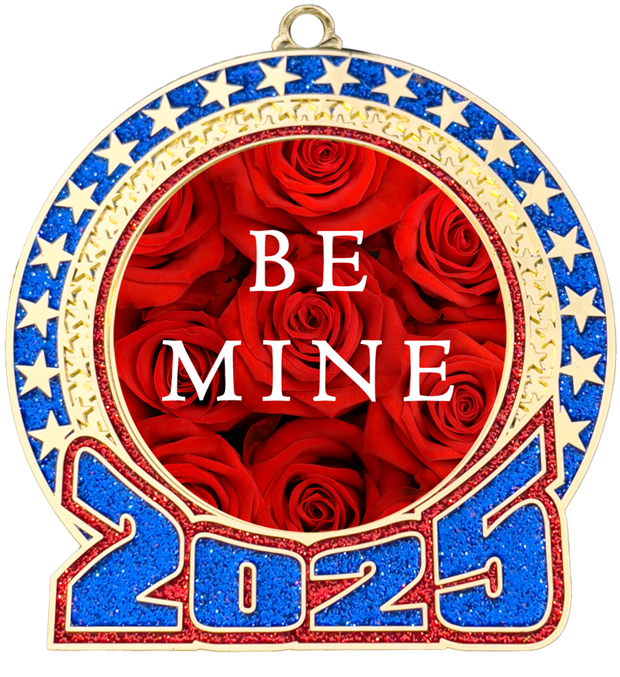 2025 Red and Blue Glitter Valentines Insert Medal