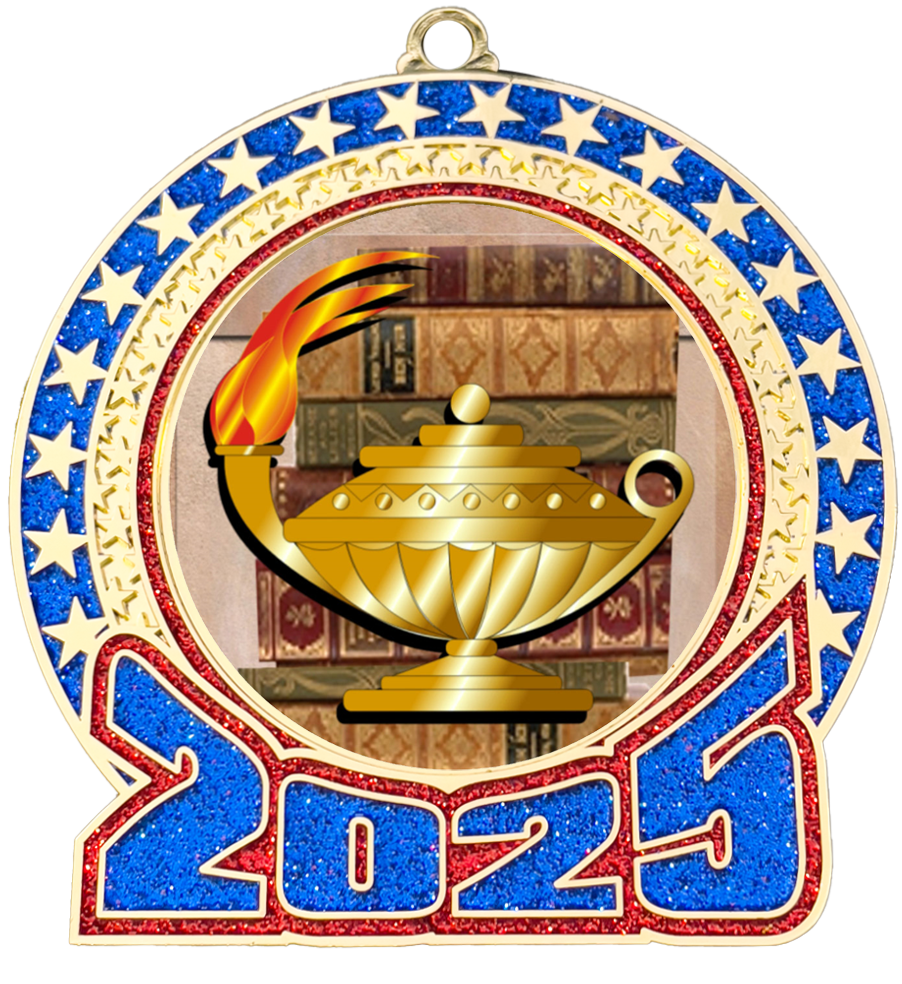 2025 Red and Blue Glitter Academic Insert Medal