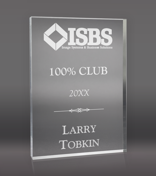 Laser Engraved Clear Acrylic Award