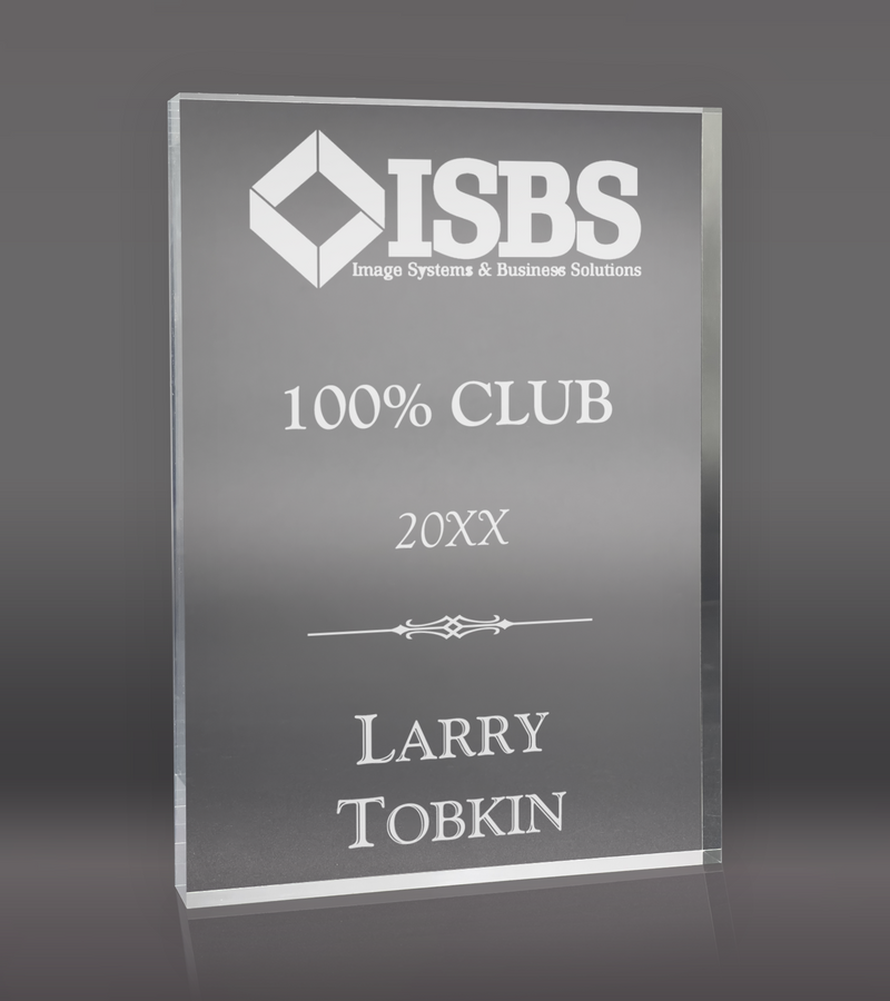 Custom Laser Engraved Clear Acrylic Award