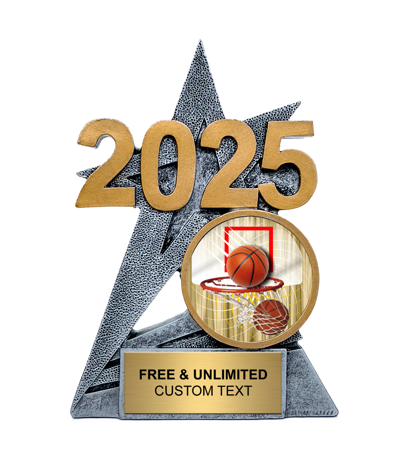 2025 Silver SuperStar Basketball Insert Trophy