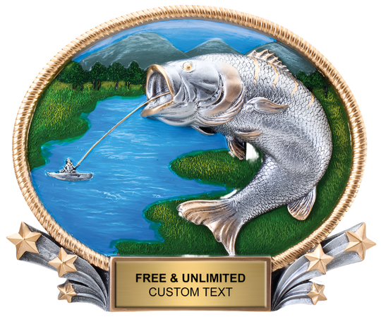 3D Oval Plate Fishing Trophy