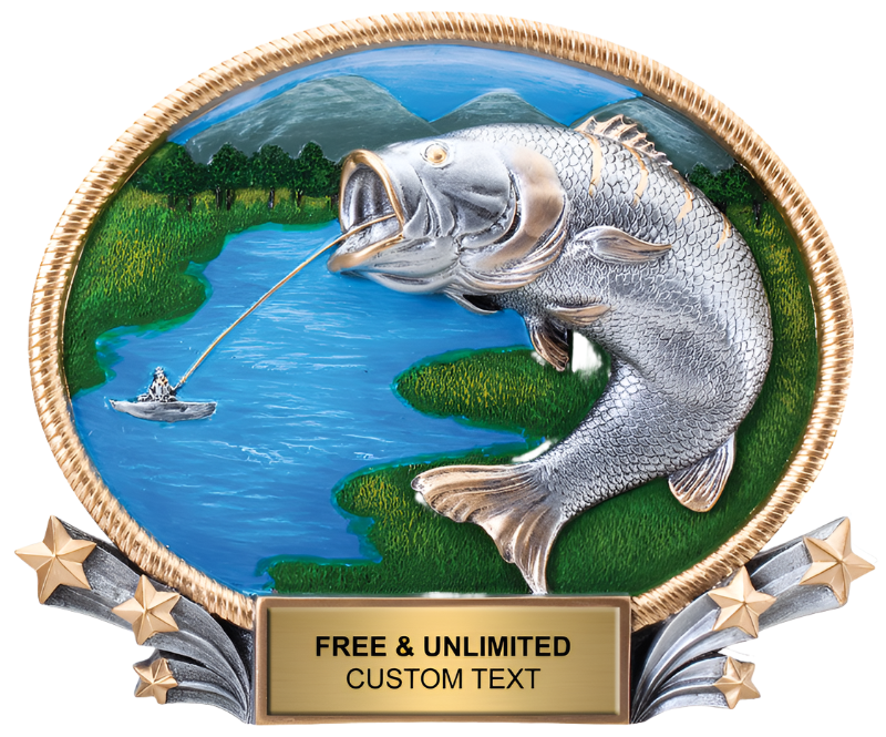 3D Oval Plate Fishing Trophy