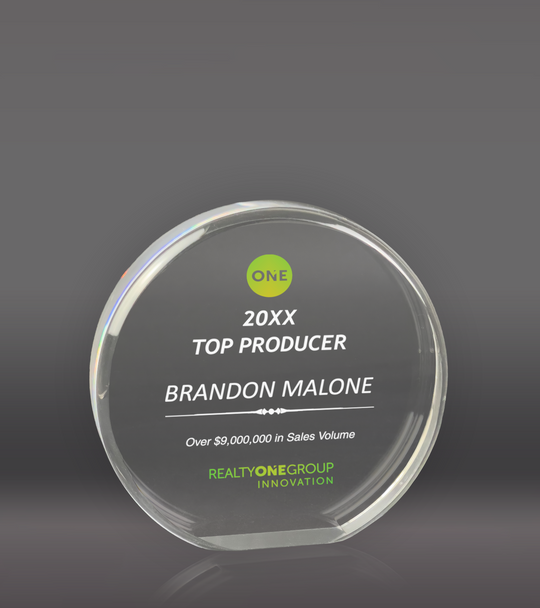 Color Printed Circle Acrylic Award - Clear