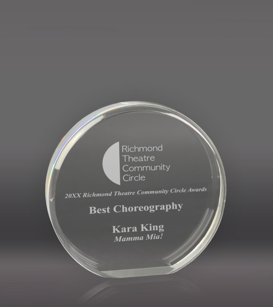 Laser Engraved Circle Acrylic Award - Clear
