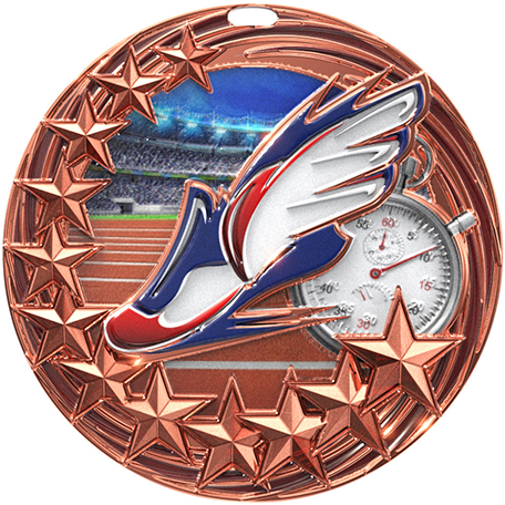 Bronze Star Swirl Track Medal