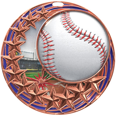 Bronze Star Swirl Baseball Medal