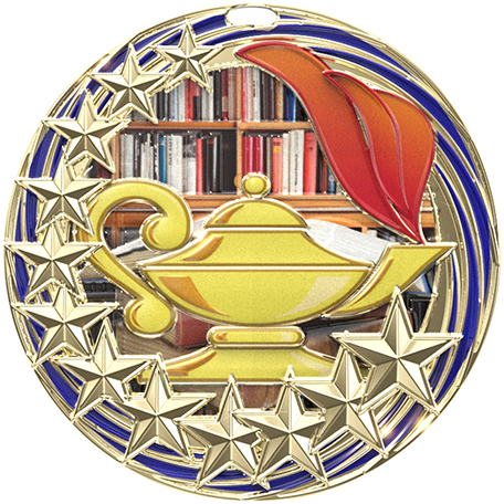 Star Swirl Book & Lamp Medal