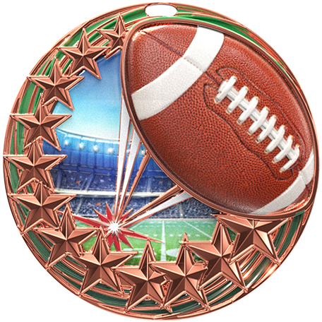 Bronze Star Swirl Football Medal