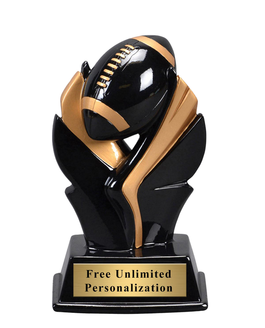 Black and Gold Wing Football Trophy