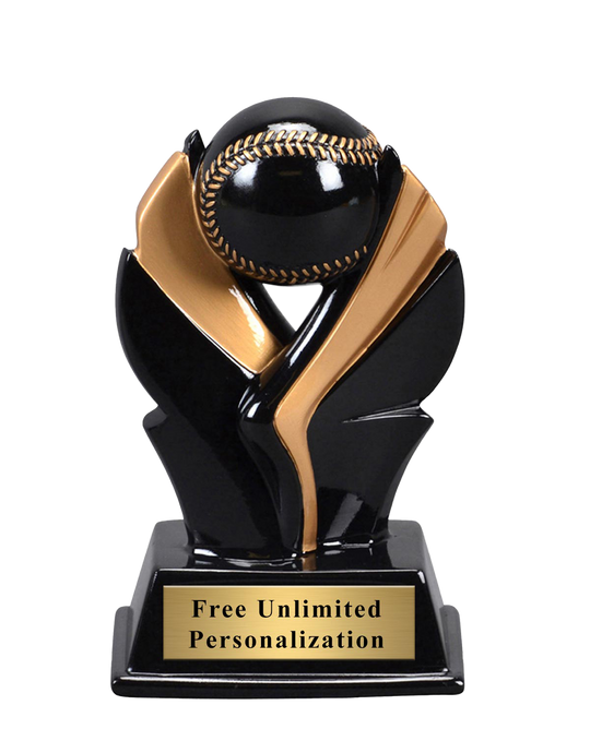 Black and Gold Wing Baseball Trophy