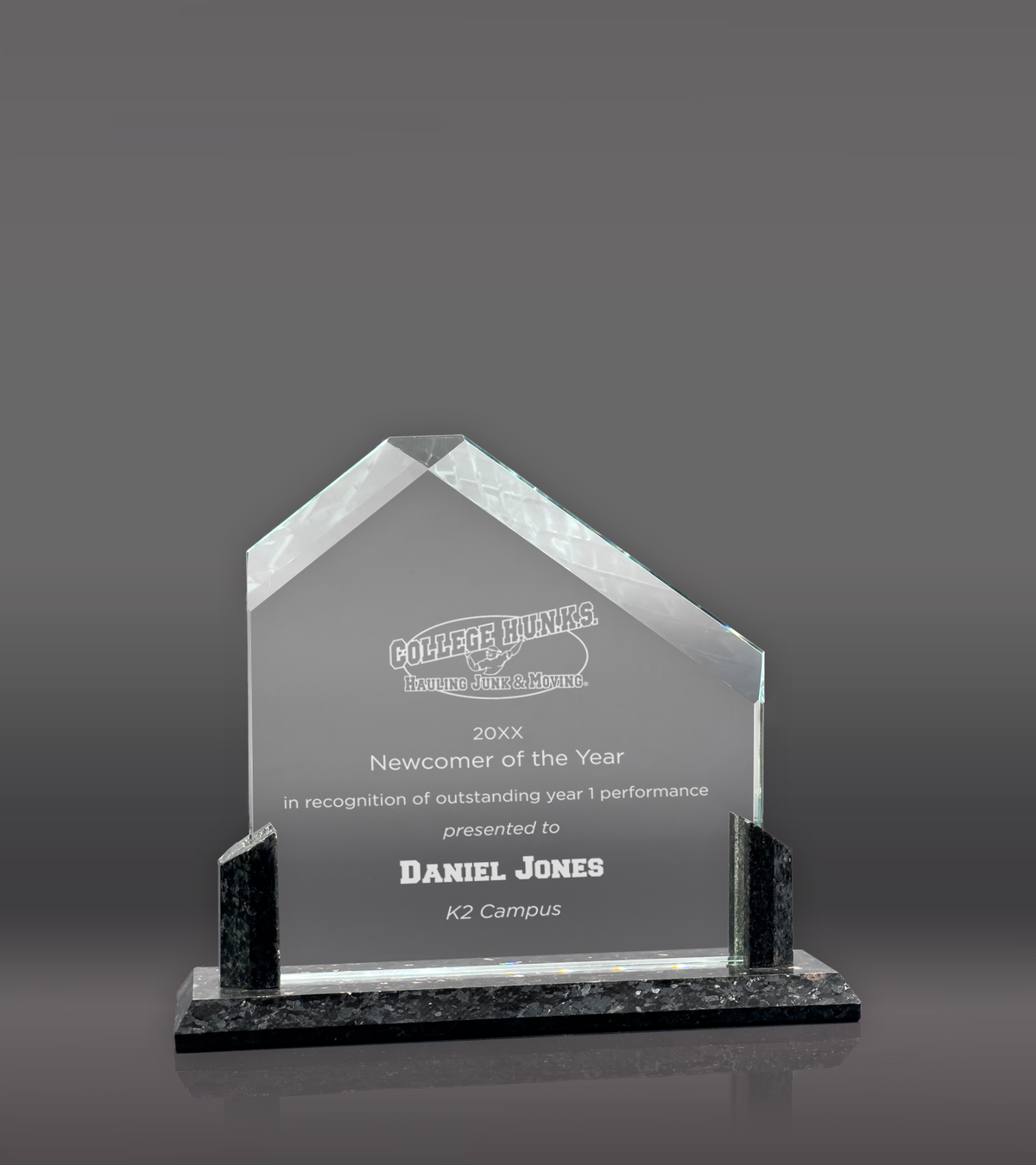 Laser Engraved Summit Glass Granite Award