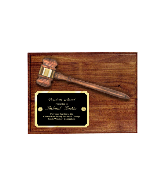 Walnut Finish Gavel Plaque