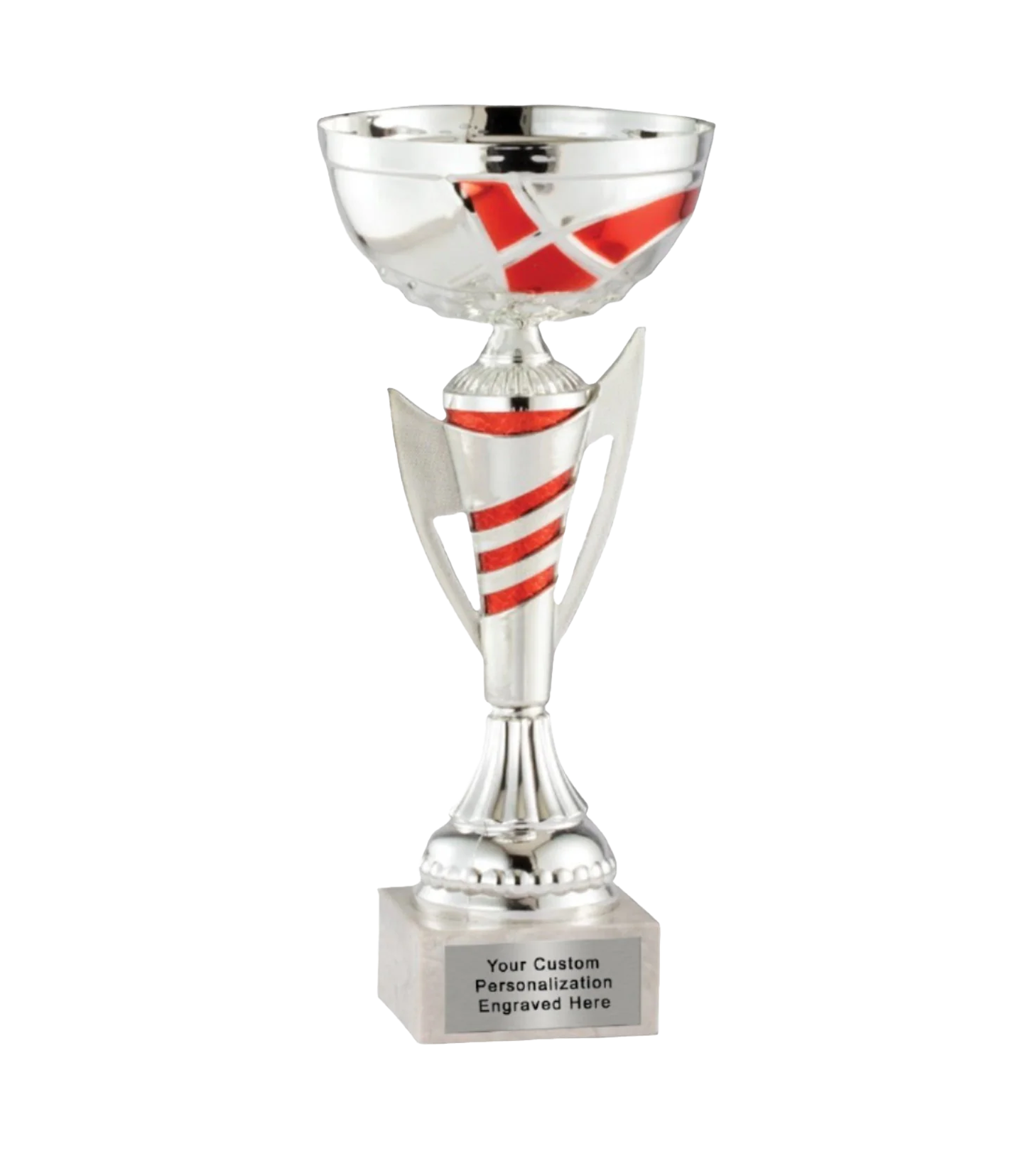 Red and Silver Spiral Trophy Cup