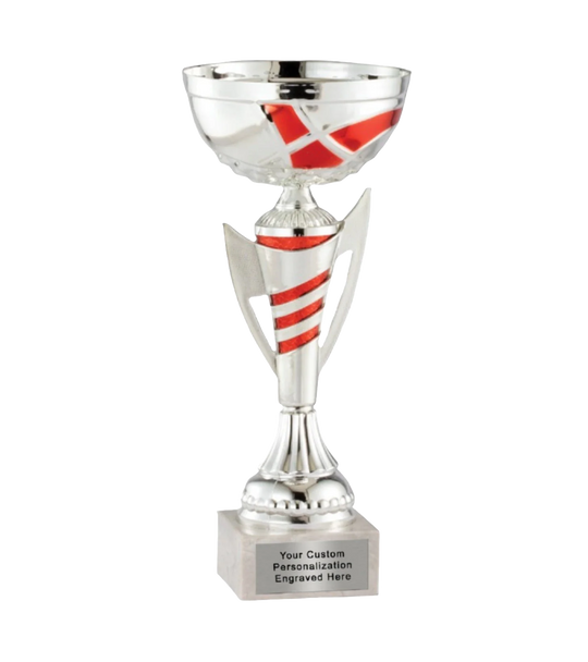 Red and Silver Spiral Trophy Cup
