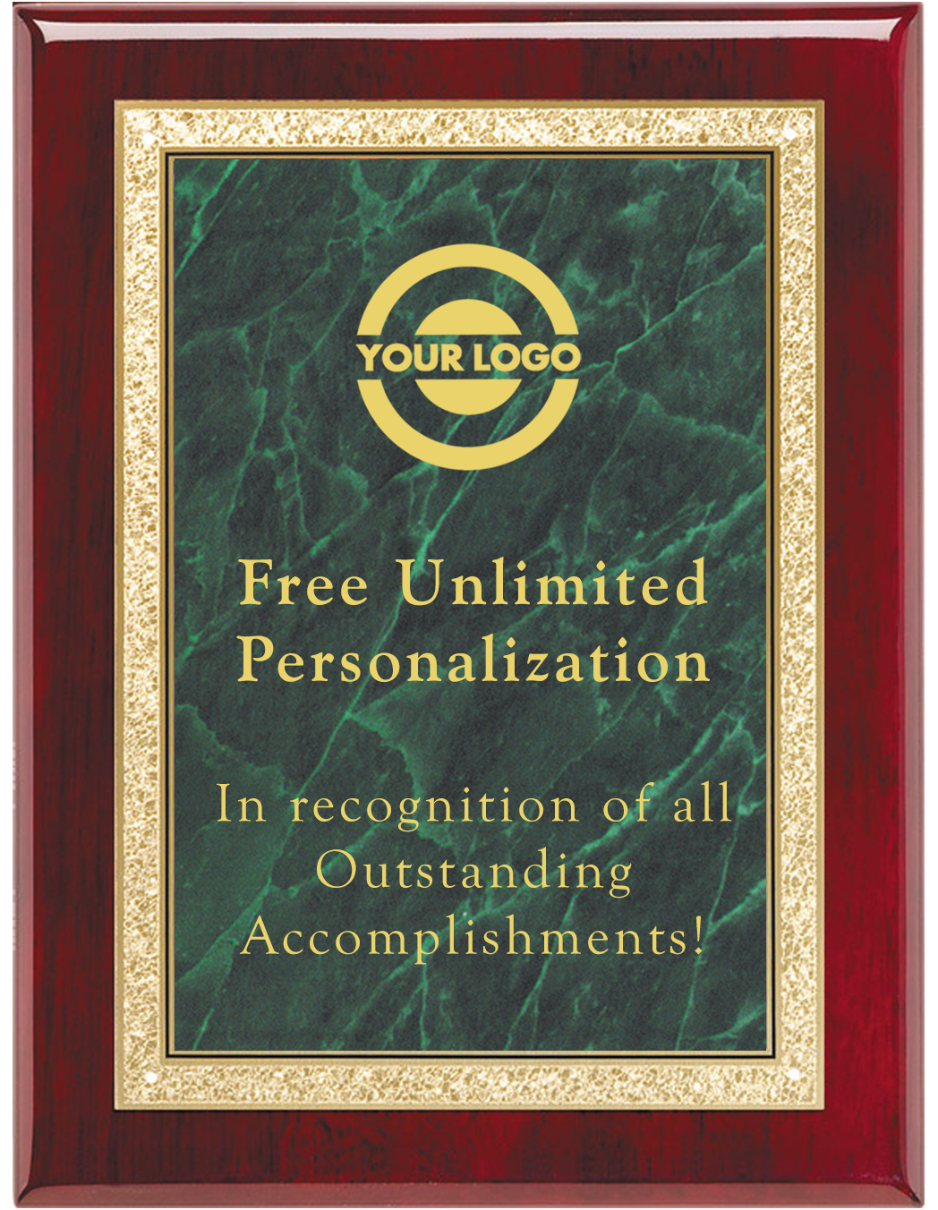 Green Marble Classic Rosewood Plaque