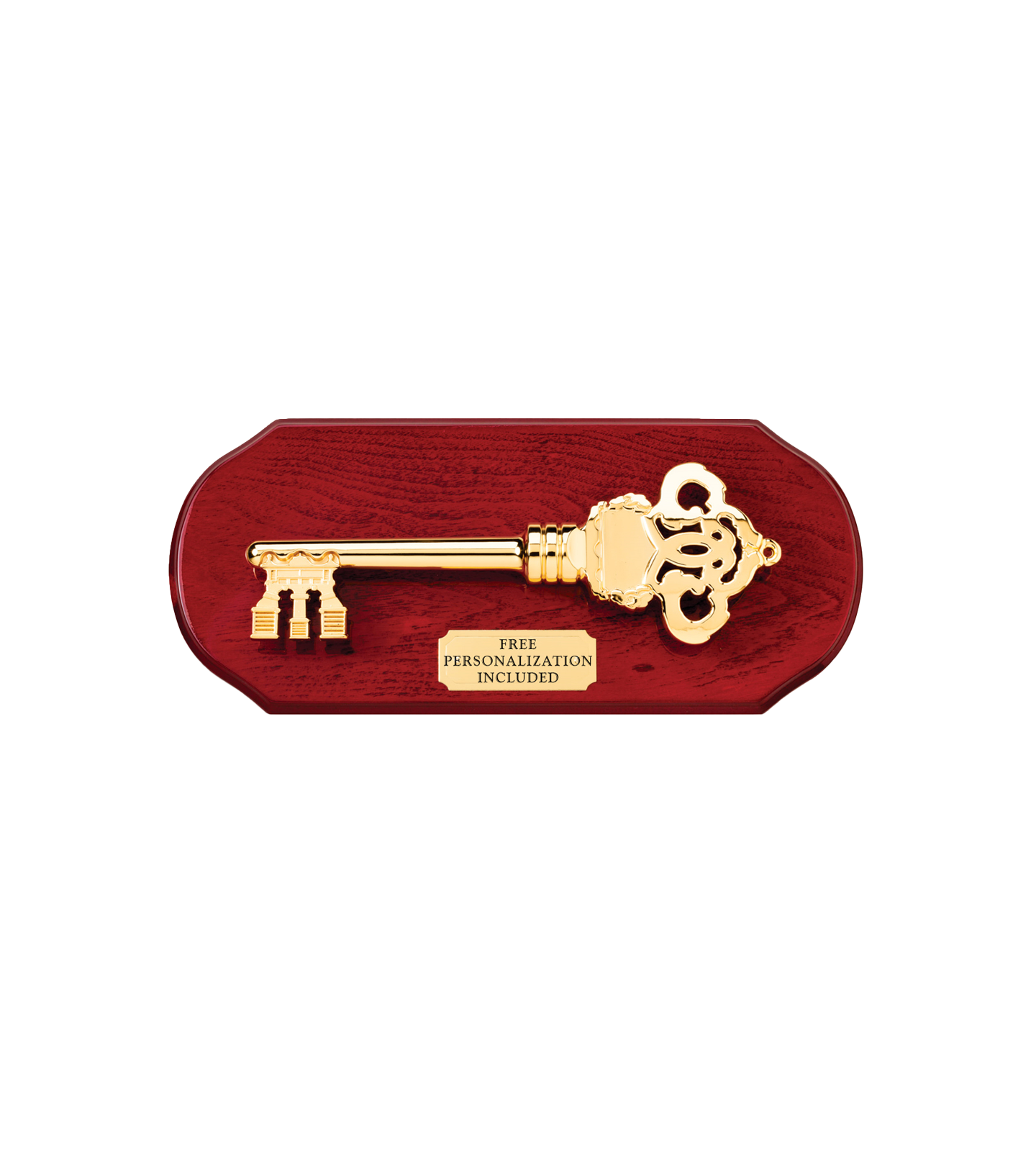 Gold Key On Cherry Wood Plaque