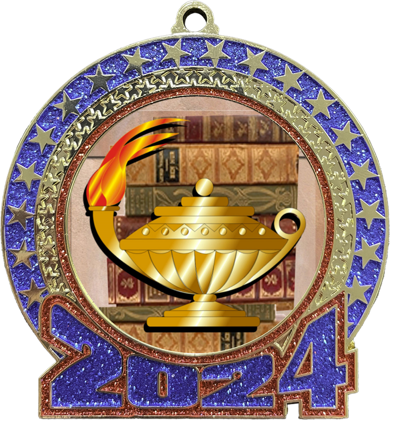 2024 Red and Blue Glitter Academic Insert Medal