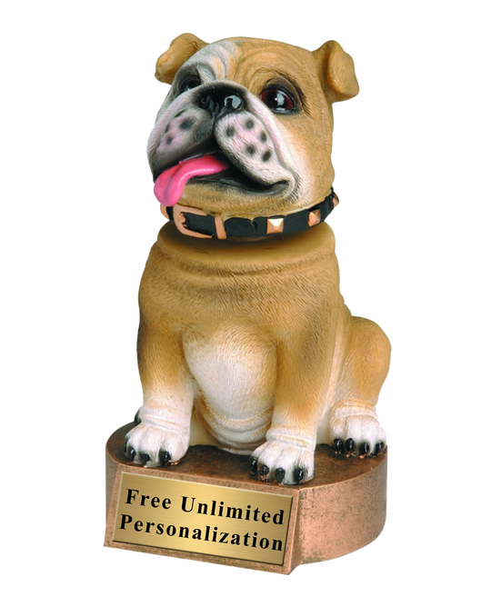 Brown Bulldog Bobblehead Mascot Trophy