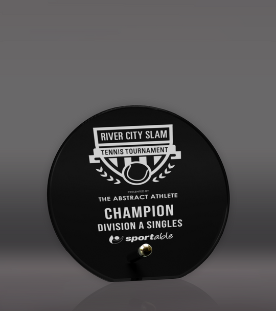 Standing Black Circle Glass Plaque