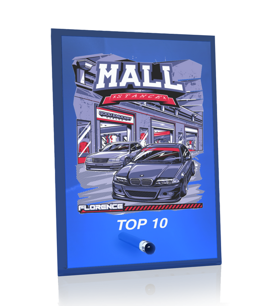 Color Printed Standing Blue Glass Plaque