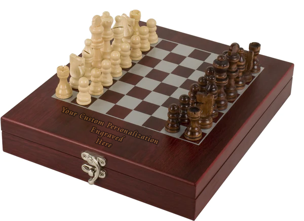 Personalized Rosewood Finish Chess Set