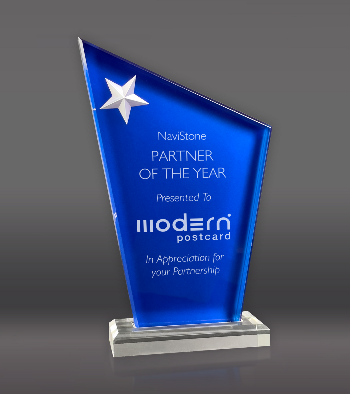 Custom Engraved Star Peak Blue Acrylic Award