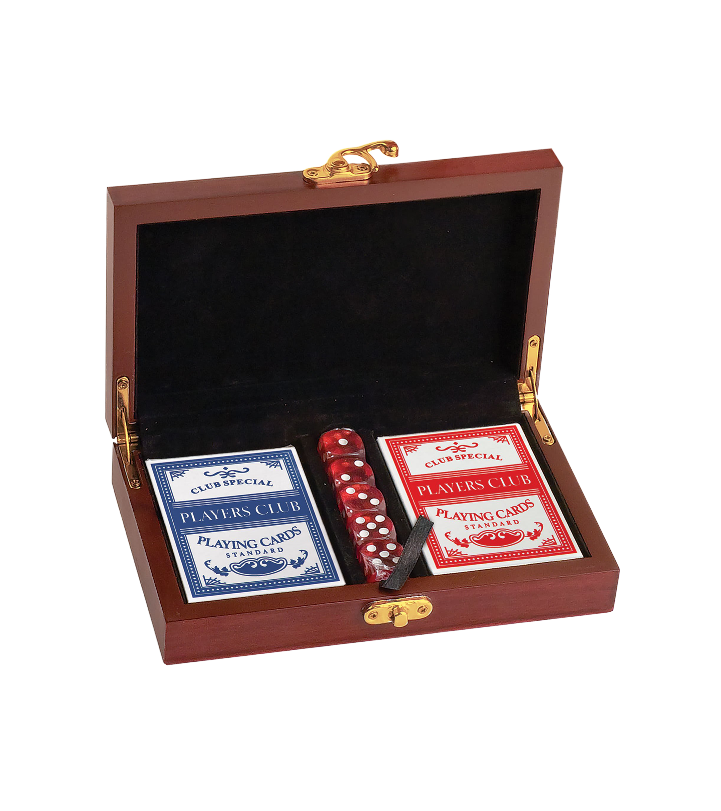 Personalized Rosewood Finish Card and Dice Set