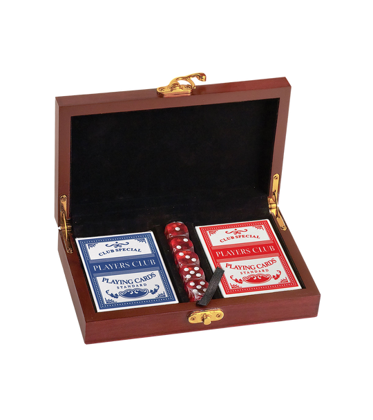 Personalized Rosewood Finish Card and Dice Set