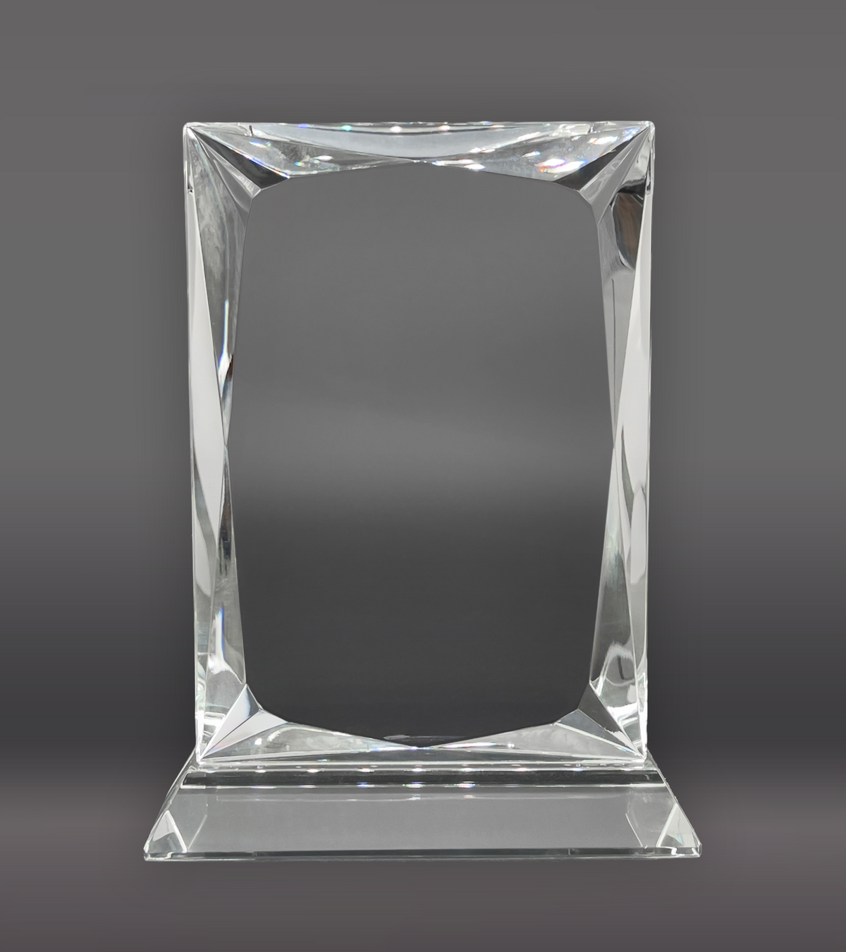 Square Plate Crystal Award Front