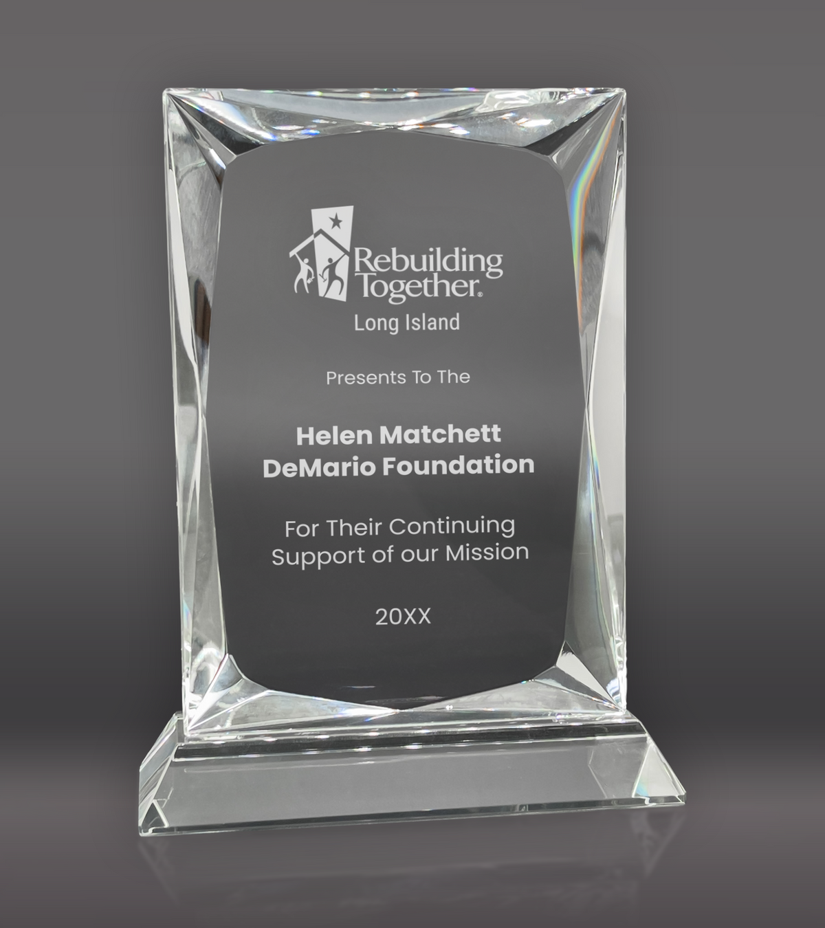 Custom Engraved Square Plate Crystal Award