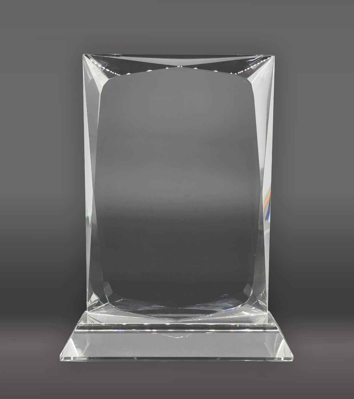 Square Plate Crystal Award Rear