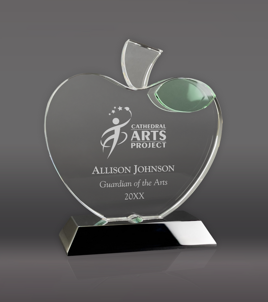 Crystal Apple with Green Leaf