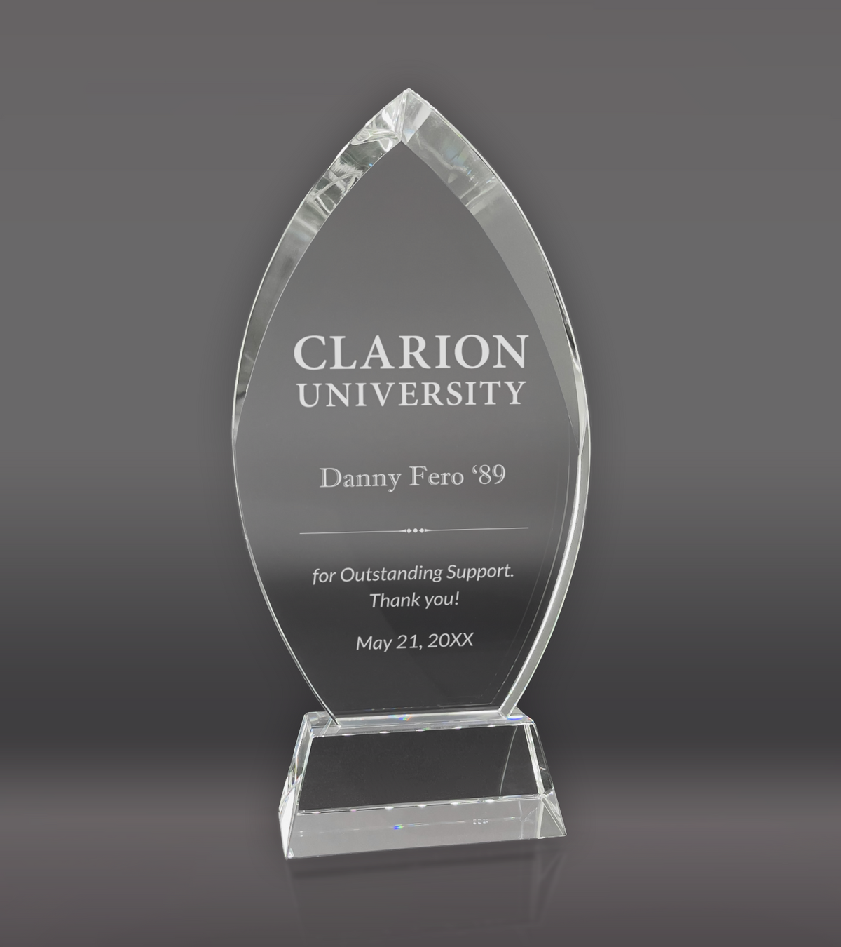 Custom Engraved Cascade Custom Crystal Award
