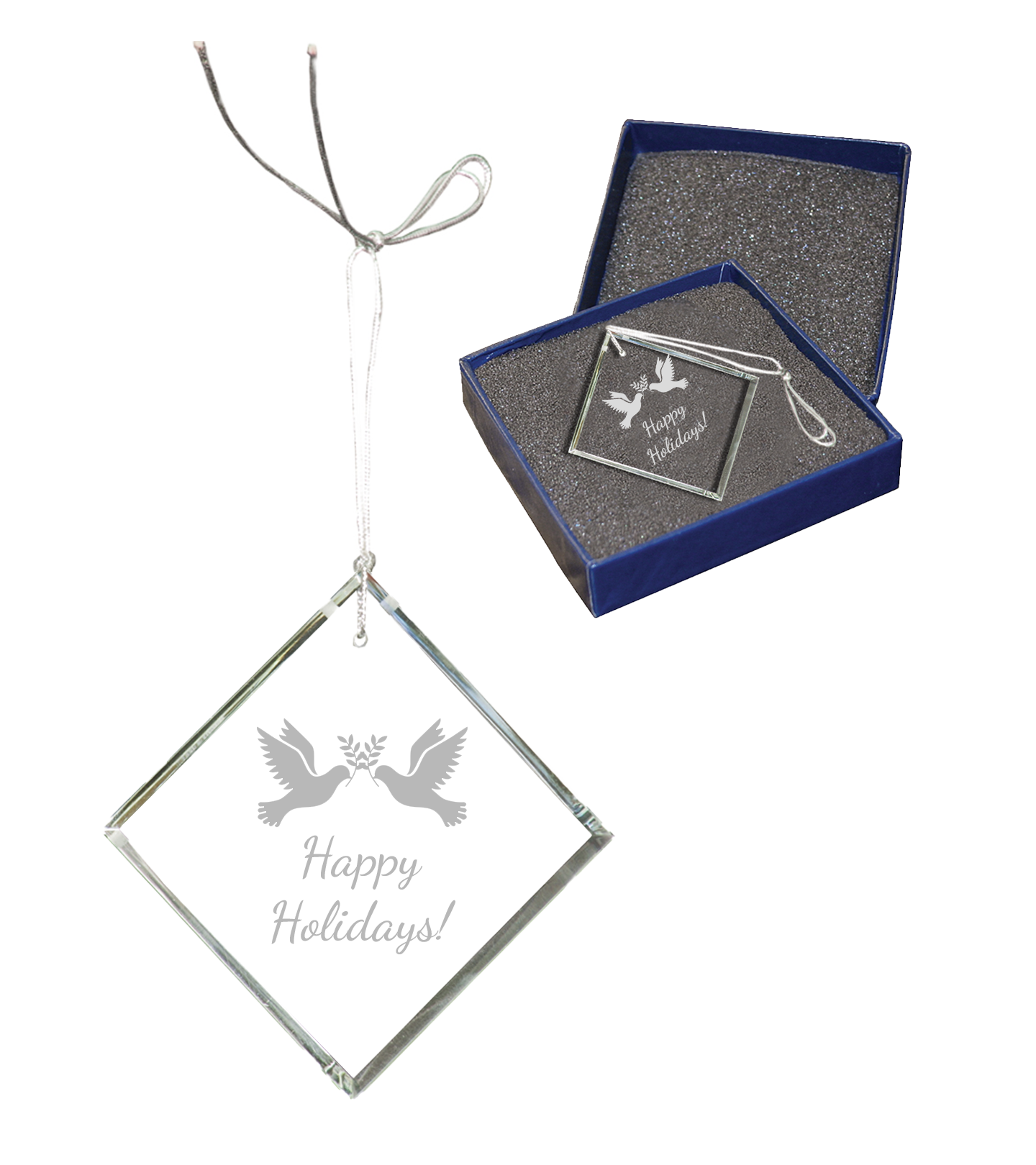 Personalized premier diamond crystal ornament with sample engraving