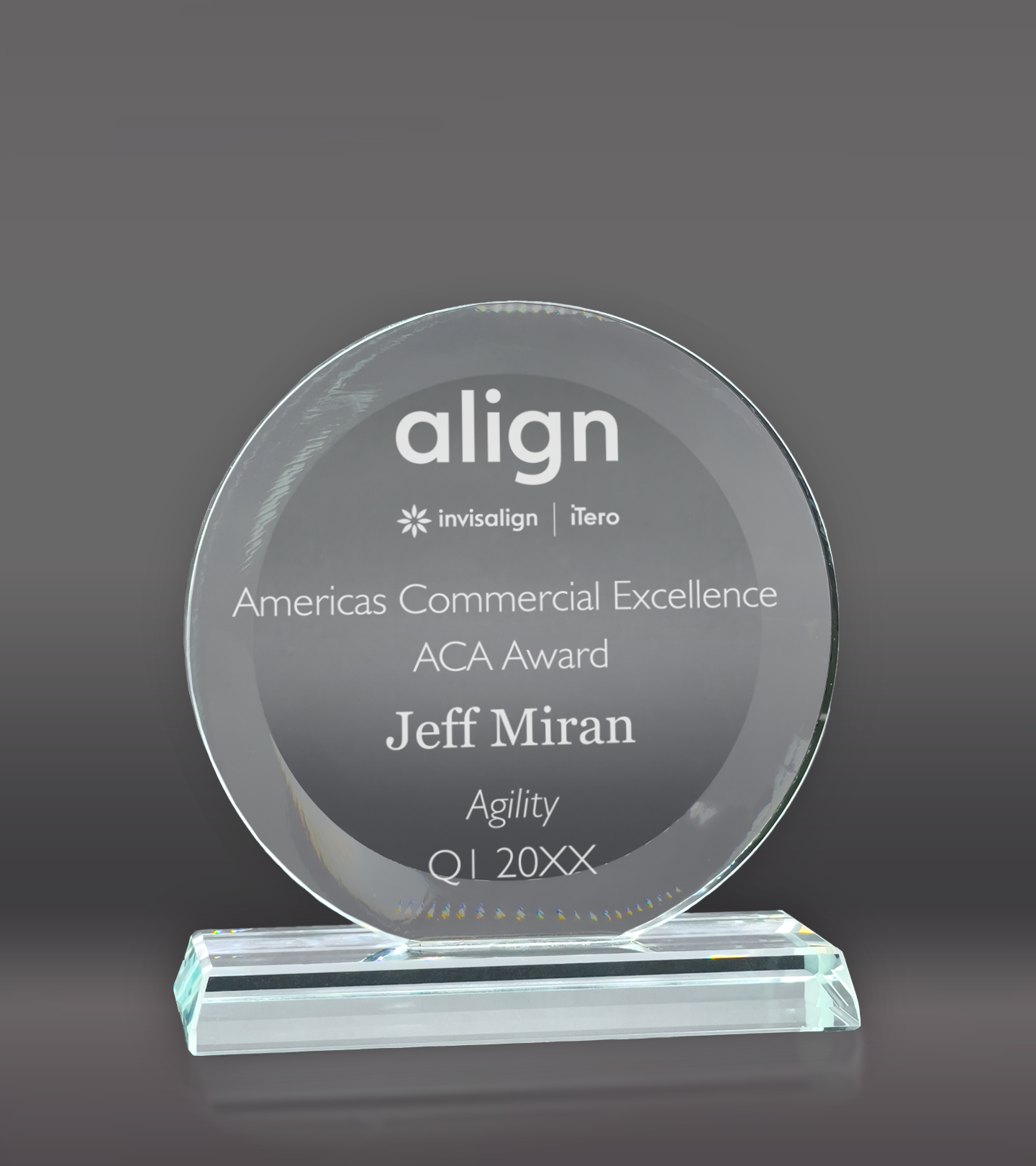 Custom Engraved Circle Crystal Award