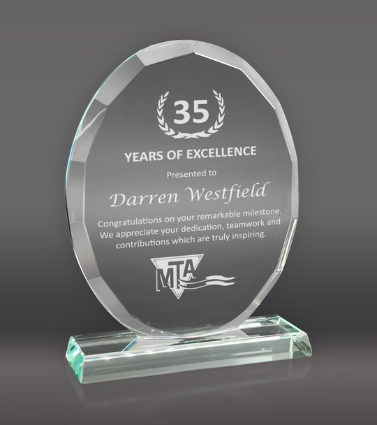 Faceted Edge Oval Crystal Award