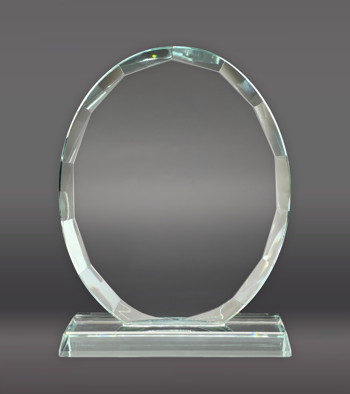 Faceted Edge Oval Crystal Award Rear