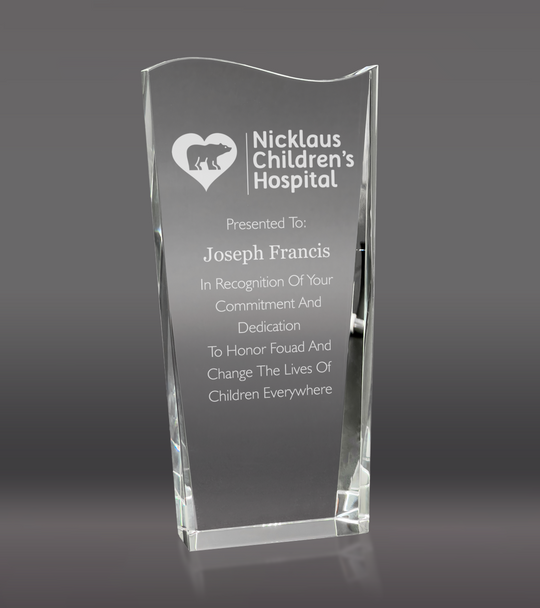 Wedge with Wave Crystal Award