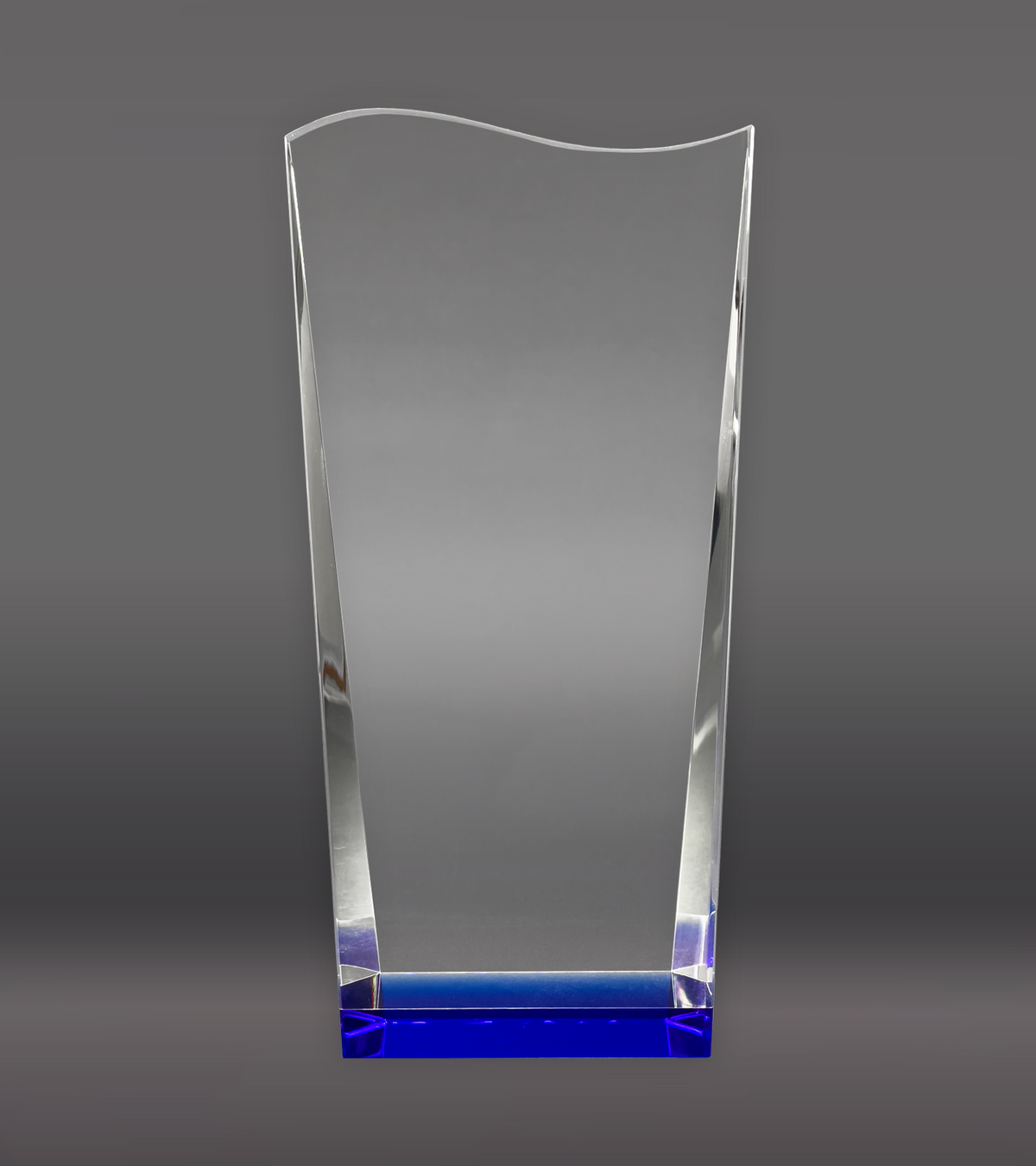 Blue Wedge with Wave Crystal Award Front