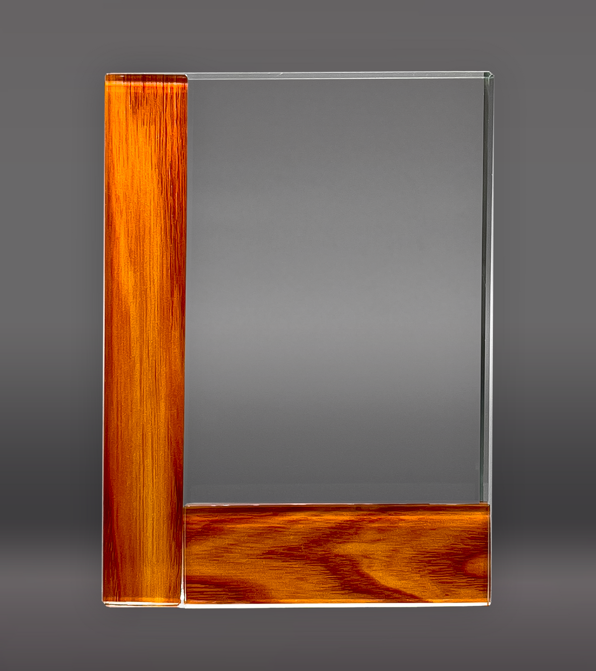 Rectangle Crystal with Wood Edge Front