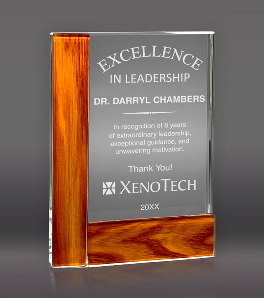 Rectangle Crystal with Wood Edge