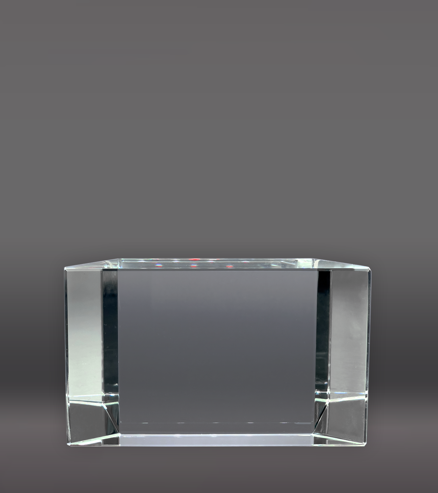 Clear Crystal Facet Block Award Front