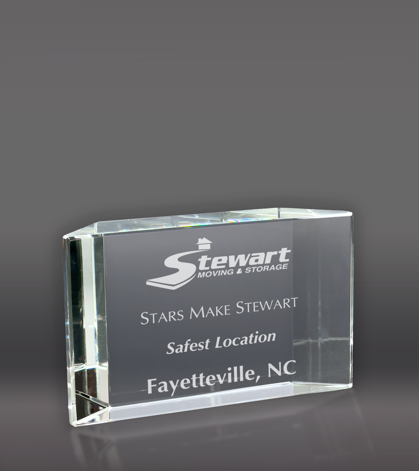 Custom Engraved Clear Crystal Facet Block Award 