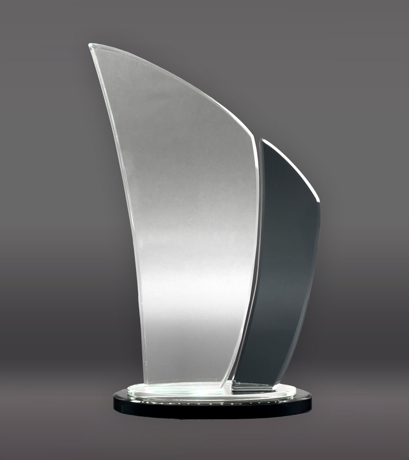 Black Edge Wave Crystal Award Rear
