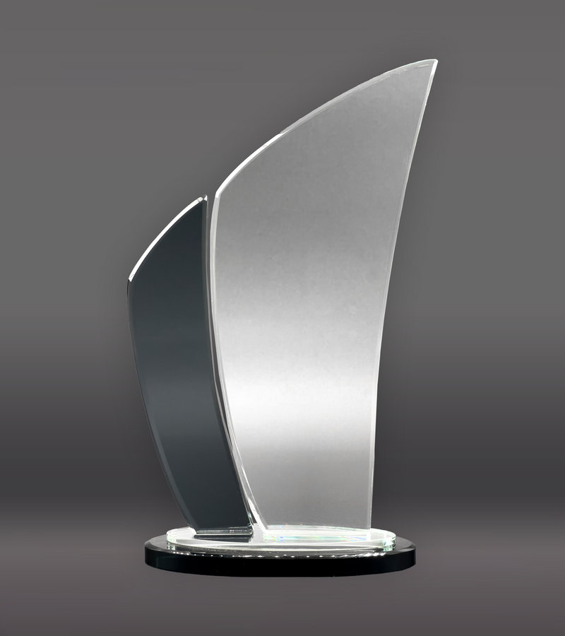 Black Edge Wave Crystal Award Front