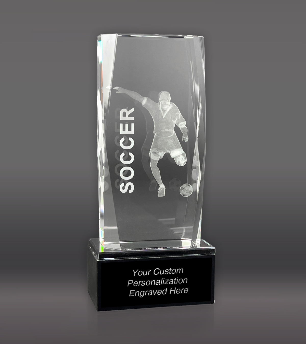3D Sports Soccer Crystal w/ Base