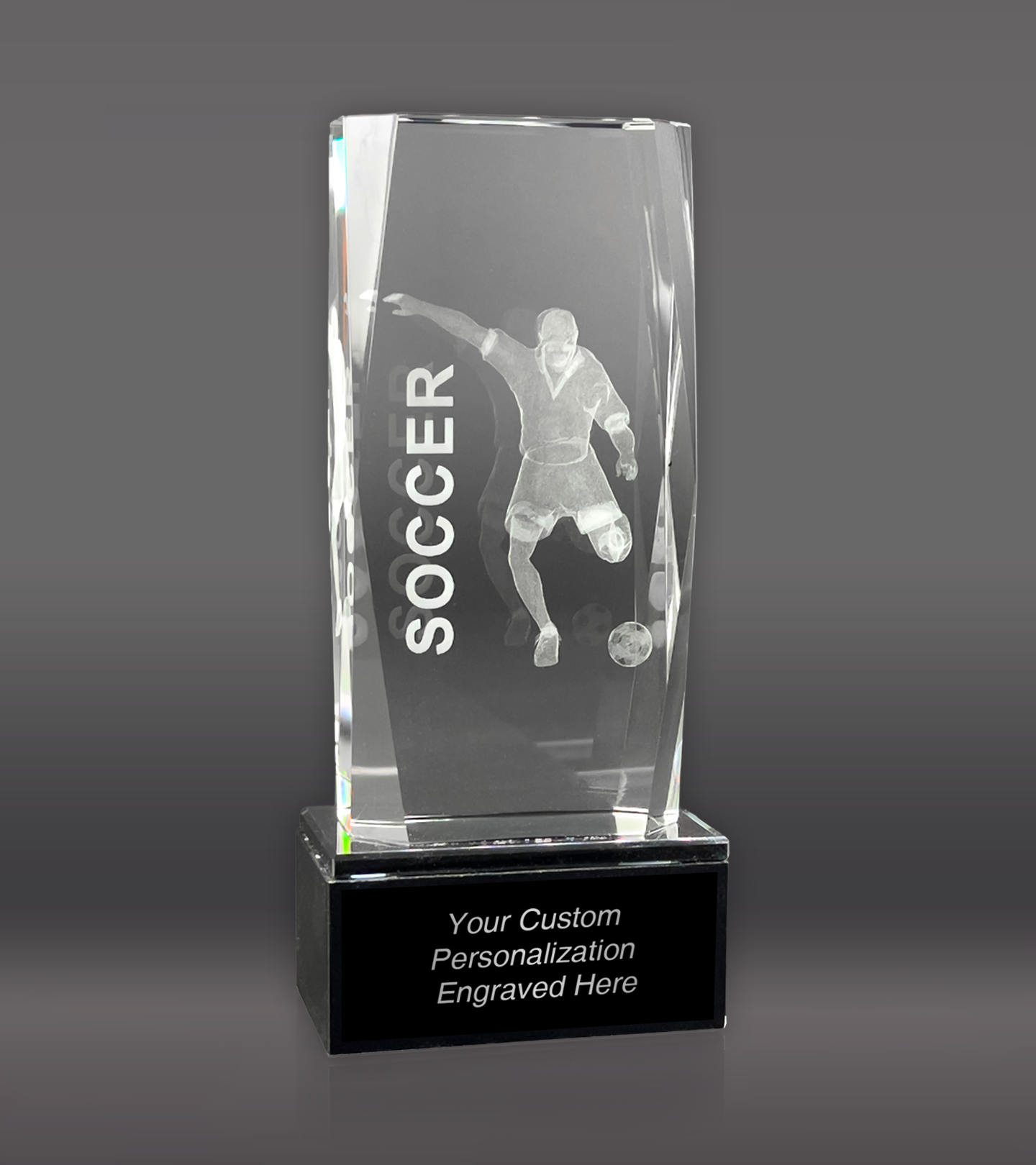 3D Sports Soccer Crystal w/ Base