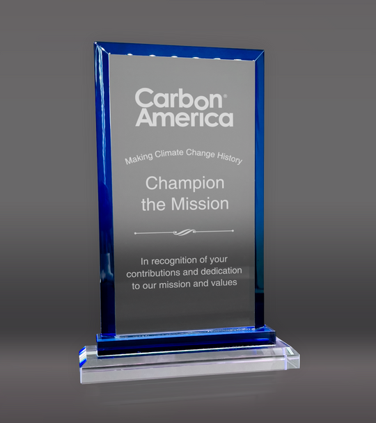 Blue Trim Rectangle Crystal Award